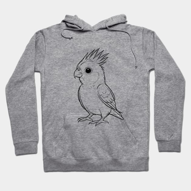 Cute Baby Cockatiel Animal Outline Hoodie by Zenflow